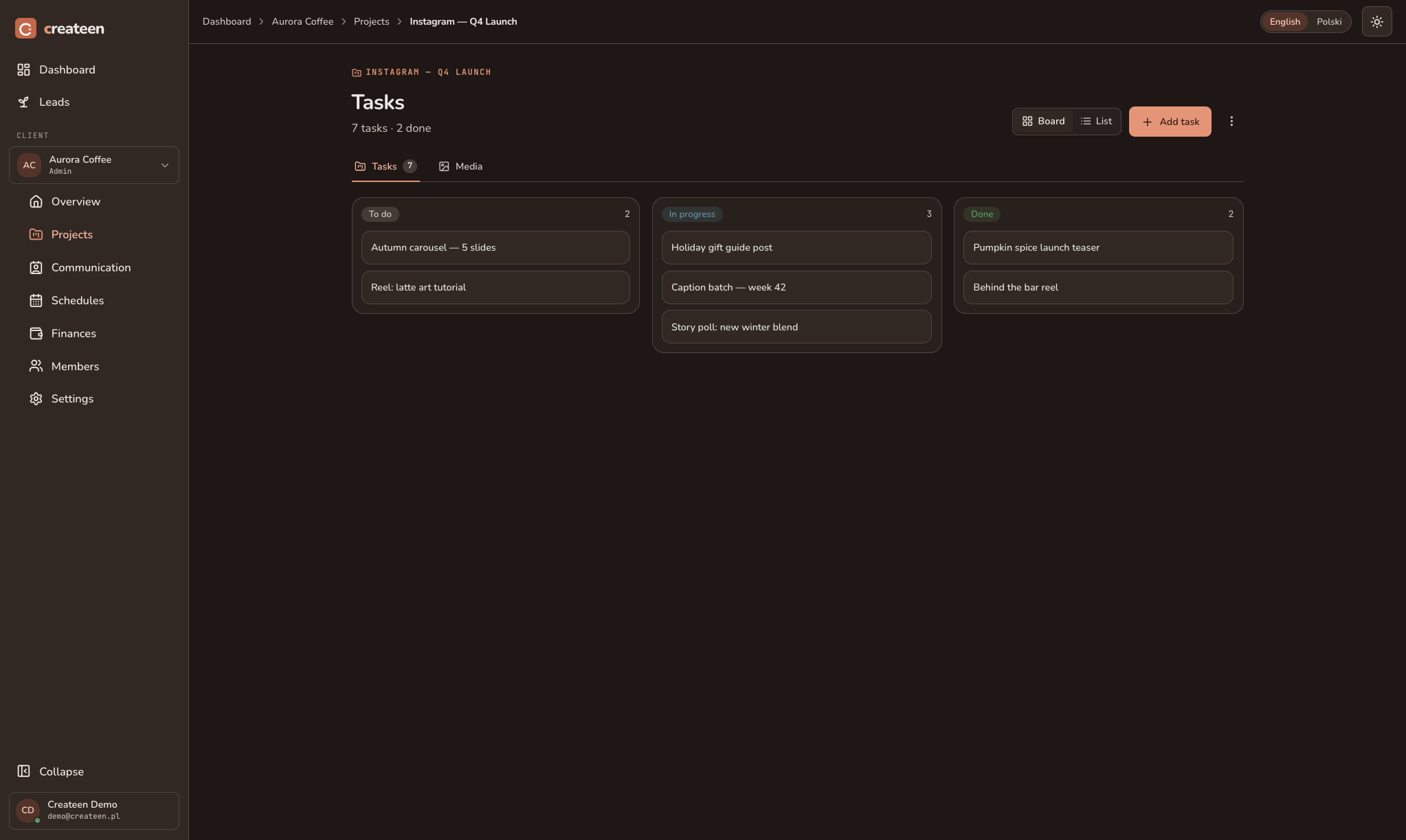 Projects & task boards