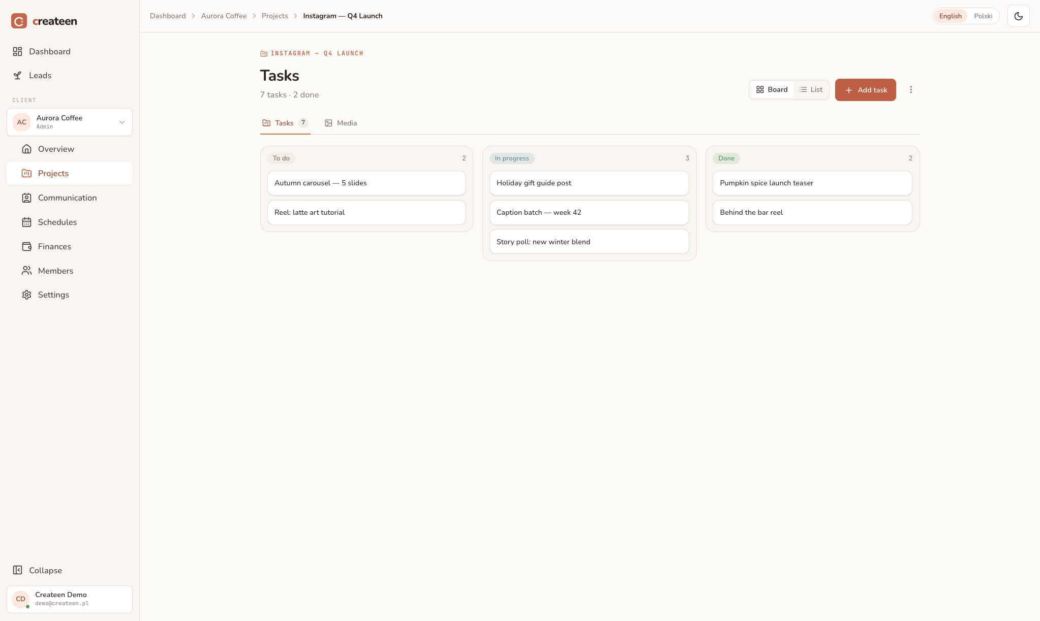 Projects & task boards